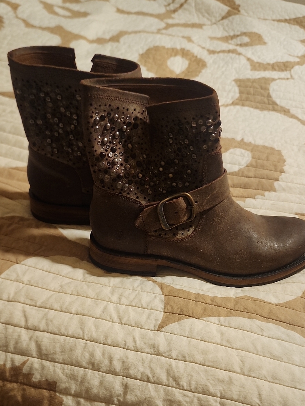 Studded Ankle Boots in Brown - Women's Casual Boot